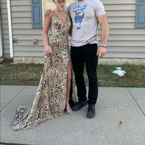 Mori Lee size 00 cheetah prom dress worn once.